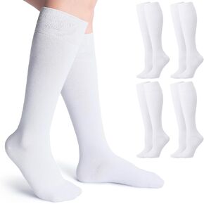 5 Pairs Women Knee High Socks Cotton Long Warm Socks Soft Casual Solid Color Thick High Boot Socks for Women Oktoberfest Outfit