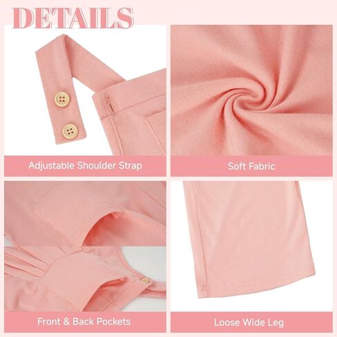 بدلة قفز JiAmy للفتيات كاجوال بدون أكمام بأرجل واسعة مع جيوب للأطفال من عمر 5 إلى 12 سنة in Kuwait