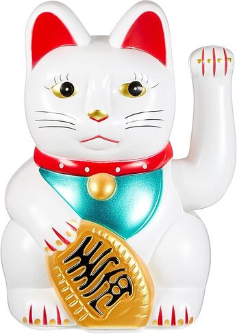 Chunful 6 "Lucky Cat Waving Arm Maneki Neko Lucky Cat Beckoning Feng Shui Wealth Cat للترحيب بزخرفة الحظ والثروة والازدهار، البطارية غير متضمنة (أسود) in Saudi Arabia