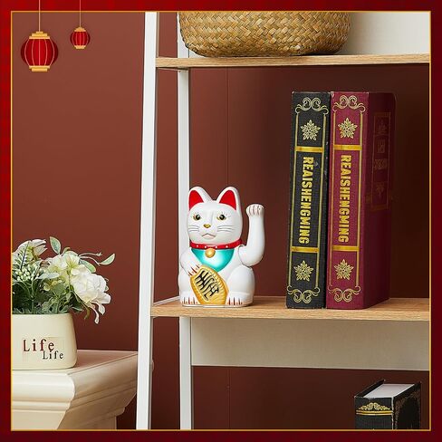 Chunful 6 "Lucky Cat Waving Arm Maneki Neko Lucky Cat Beckoning Feng Shui Wealth Cat للترحيب بزخرفة الحظ والثروة والازدهار، البطارية غير متضمنة (أسود) in Saudi Arabia