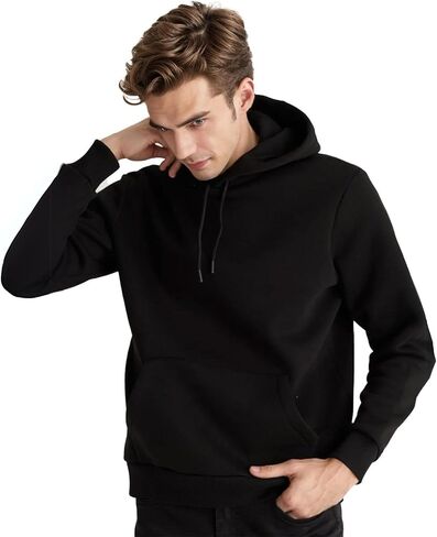 سويت شيرت بغطاء للرأس للرجال، سويت شيرت رياضي متوسط ​​الوزن للرجال، بأكمام طويلة، قميص من الصوف مع جيب in Kuwait