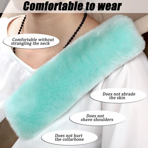 4 Pack Seat Belt Covers for Adults and Kids, Soft Fur Seat Belt Straps Pads Fluffy Seat Belt Neck Protector Furry Seat Belt Shoulder Pad Car Accessories for Various Use (Green) in Kuwait
