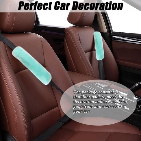 4 Pack Seat Belt Covers for Adults and Kids, Soft Fur Seat Belt Straps Pads Fluffy Seat Belt Neck Protector Furry Seat Belt Shoulder Pad Car Accessories for Various Use (Green) in Kuwait