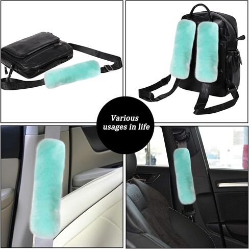 4 Pack Seat Belt Covers for Adults and Kids, Soft Fur Seat Belt Straps Pads Fluffy Seat Belt Neck Protector Furry Seat Belt Shoulder Pad Car Accessories for Various Use (Green) in Kuwait