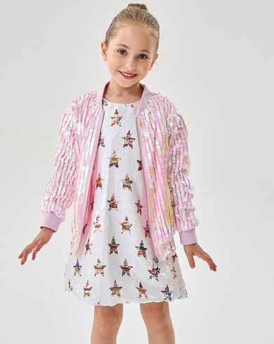 2Bunnies Girl Ombre Pastel Gradient Shimmer Sparkle Colorful Sequin Bomber Jacket in Saudi Arabia