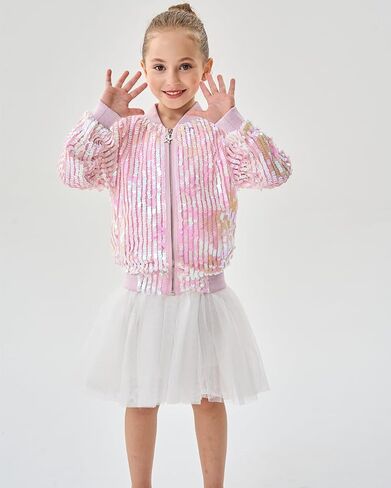 2Bunnies Girl Ombre Pastel Gradient Shimmer Sparkle Colorful Sequin Bomber Jacket in Saudi Arabia