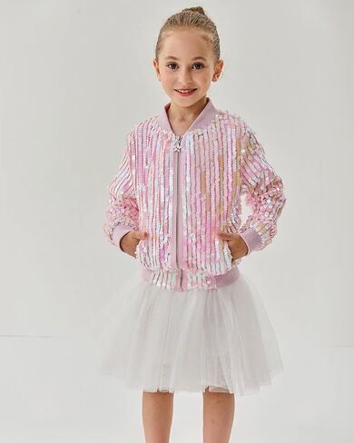 2Bunnies Girl Ombre Pastel Gradient Shimmer Sparkle Colorful Sequin Bomber Jacket in Saudi Arabia