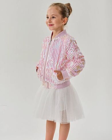 2Bunnies Girl Ombre Pastel Gradient Shimmer Sparkle Colorful Sequin Bomber Jacket in Saudi Arabia