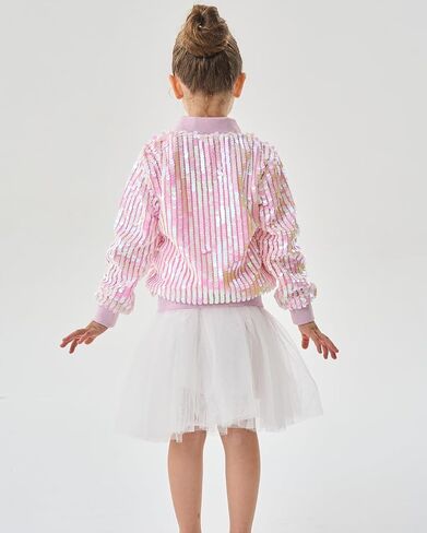 2Bunnies Girl Ombre Pastel Gradient Shimmer Sparkle Colorful Sequin Bomber Jacket in Saudi Arabia