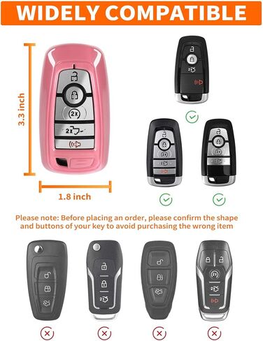 غطاء Savadicar Pink Key Fob مناسب لموديلات سلسلة Ford، حافظات مفاتيح خفيفة الوزن ومتينة، ملحقات غطاء مفاتيح مخصصة، قطعتان in Kuwait