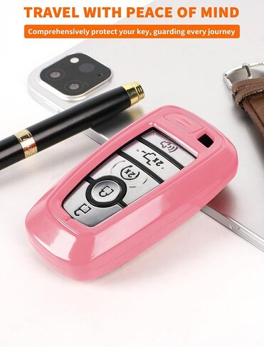 غطاء Savadicar Pink Key Fob مناسب لموديلات سلسلة Ford، حافظات مفاتيح خفيفة الوزن ومتينة، ملحقات غطاء مفاتيح مخصصة، قطعتان in Kuwait