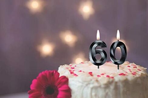 شموع عيد الميلاد الستين من بيليم، قطعة علوية للكعك باللون الذهبي رقم 60 لتزيين حفلات أعياد الميلاد in Kuwait