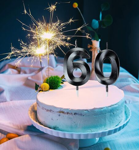 شموع عيد الميلاد الستين من بيليم، قطعة علوية للكعك باللون الذهبي رقم 60 لتزيين حفلات أعياد الميلاد in Kuwait