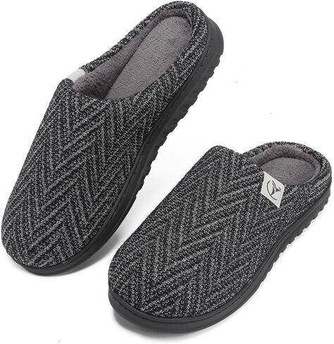 incapo Mens Slippers Memory Foam Slippers Knitted Cotton Coral Fleece Lining Non-slip Indoor Outdoor Slippers in Saudi Arabia