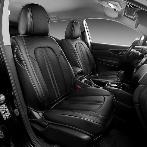 FREESOO Black Car Seat Covers Full Set, Universal Automotive Leather Seat Covers for Cars Trucks SUV, Waterproof Car Seat Cover Back Seat and Front, Car Seat Protector Cushion Fit for Most Vehicles in Saudi Arabia