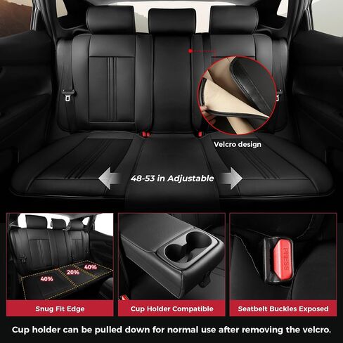 FREESOO Black Car Seat Covers Full Set, Universal Automotive Leather Seat Covers for Cars Trucks SUV, Waterproof Car Seat Cover Back Seat and Front, Car Seat Protector Cushion Fit for Most Vehicles in Saudi Arabia