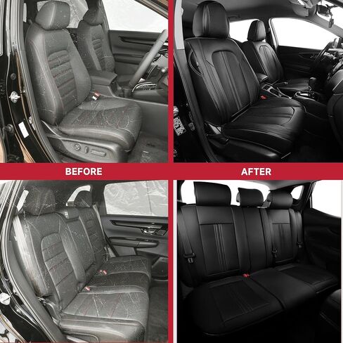 FREESOO Black Car Seat Covers Full Set, Universal Automotive Leather Seat Covers for Cars Trucks SUV, Waterproof Car Seat Cover Back Seat and Front, Car Seat Protector Cushion Fit for Most Vehicles in Saudi Arabia