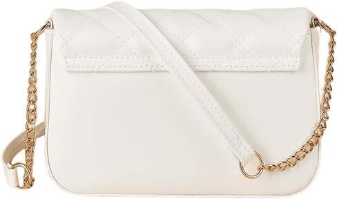 SweatyRocks Girl's PU Leather Chain Strap Crossbody Bag Metal Decor Flap Wallet Mini Square Bag White One-Size in Saudi Arabia