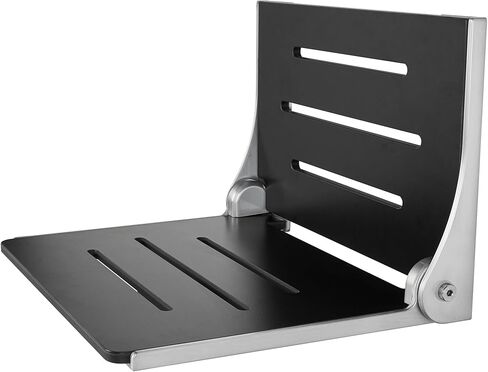 Seachrome Silhouette Folding Wall Mount Shower Bench Seat, Black Seat with Silver Frame in Saudi Arabia
