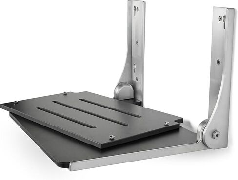 Seachrome Silhouette Folding Wall Mount Shower Bench Seat, Black Seat with Silver Frame in Saudi Arabia