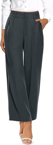 onlypuff Womens Casual Business Pants Wide Leg Palazzo Trousers High Waisted Straight Long Capris with Pockets in Saudi Arabia