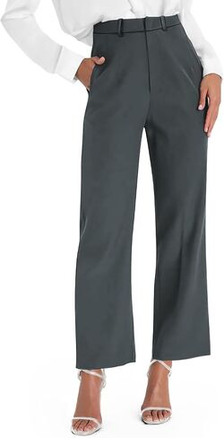 onlypuff Womens Casual Business Pants Wide Leg Palazzo Trousers High Waisted Straight Long Capris with Pockets in Saudi Arabia