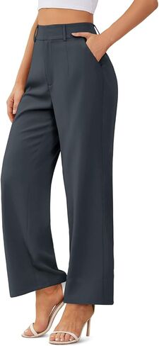 onlypuff Womens Casual Business Pants Wide Leg Palazzo Trousers High Waisted Straight Long Capris with Pockets in Saudi Arabia