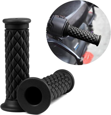 Motorcycle Grips, 7/8" Universal Non-Slip Rubber Handlebars - Soft and Comfortable Handlebar Grips for Motocross, Scooter, Dirt Bike (Black) in Saudi Arabia