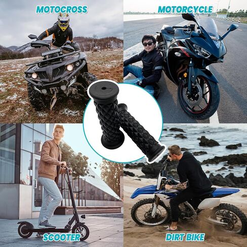 Motorcycle Grips, 7/8" Universal Non-Slip Rubber Handlebars - Soft and Comfortable Handlebar Grips for Motocross, Scooter, Dirt Bike (Black) in Saudi Arabia