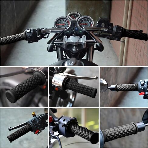 Motorcycle Grips, 7/8" Universal Non-Slip Rubber Handlebars - Soft and Comfortable Handlebar Grips for Motocross, Scooter, Dirt Bike (Black) in Saudi Arabia