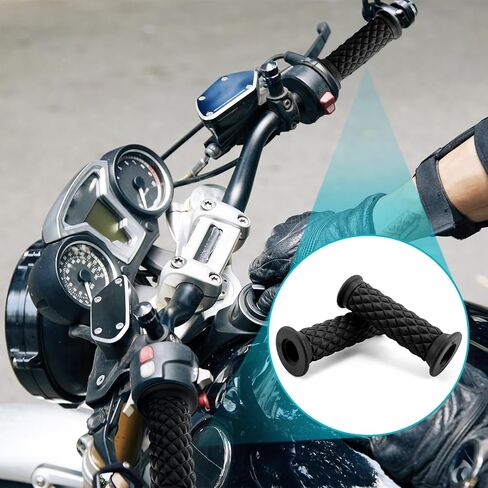 Motorcycle Grips, 7/8" Universal Non-Slip Rubber Handlebars - Soft and Comfortable Handlebar Grips for Motocross, Scooter, Dirt Bike (Black) in Saudi Arabia