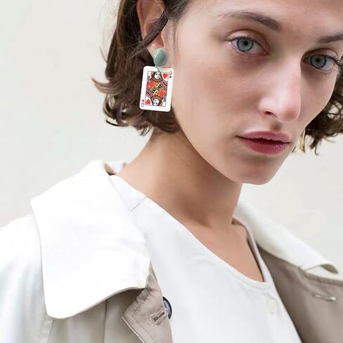 Playing Cards Pattern Drop Earring Fashion Party Gift Charms Spades Plum Poker Acrylic Earring Jewelry in Saudi Arabia