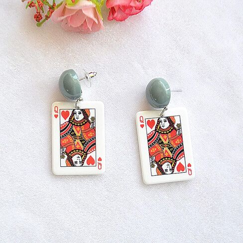 Playing Cards Pattern Drop Earring Fashion Party Gift Charms Spades Plum Poker Acrylic Earring Jewelry in Saudi Arabia