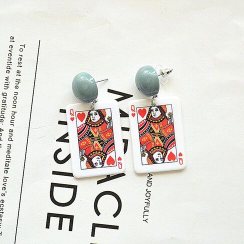 Playing Cards Pattern Drop Earring Fashion Party Gift Charms Spades Plum Poker Acrylic Earring Jewelry in Saudi Arabia