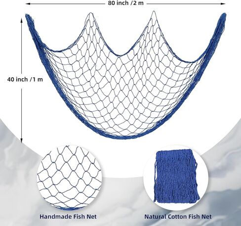 ecjiuyi Fish Net ديكورات الحفلات، إطارات عرض معلقة للصور مع مشابك، 79 × 40 بوصة ديكور جدار البحر الأبيض المتوسط ​​تحت عنوان بحري لحفلة القراصنة هاواي، منظم الأعمال الفنية لبطاقات الصور in Kuwait