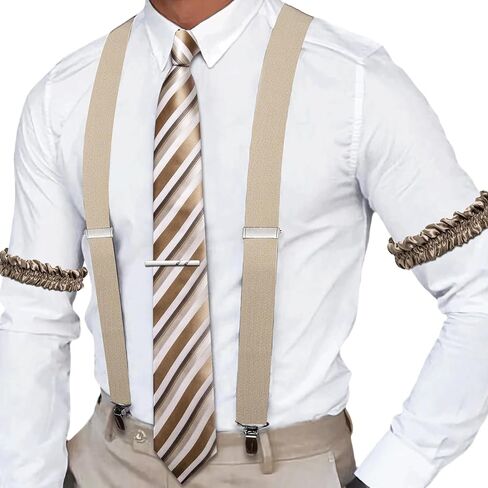 Barry.Wang 4 قطعة حمالة للرجل X-Back شارات مرنة 1.4 بوصة 4 نقاط مشابك شديدة التحمل مجموعات ربطات عنق لحفلات الزفاف in Saudi Arabia
