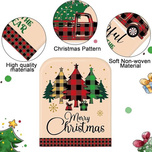 6 Pcs Christmas Chair Cover Santa Claus Hat Elf Shoes Buffalo Plaid Felt Dining Chair Slipcovers Merry Christmas Chair Back Covers for Xmas Banquet Kitchen Holiday Party Decor (Classic Style) in Kuwait