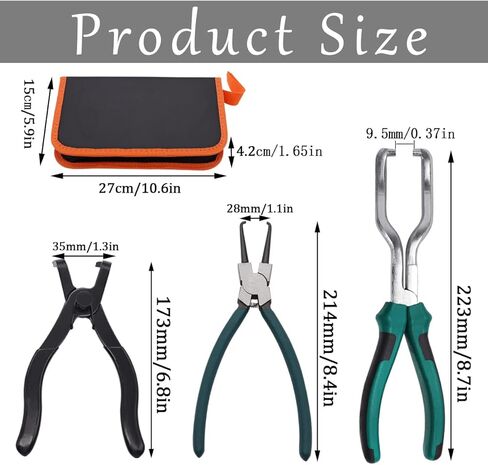 طقم كماشة خط الوقود 3 قطع يتضمن أداة فرجار فلتر الوقود كماشة فصل 80 درجة وكماشة خط الوقود لصيانة السيارات P-035-kit in Kuwait