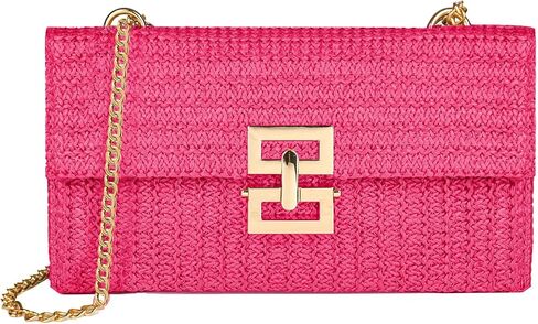 Straw Chain Clutch Purses for Women Ladies Woven Envelope Handbag Shoulder Crossbody Beach Bag in Saudi Arabia