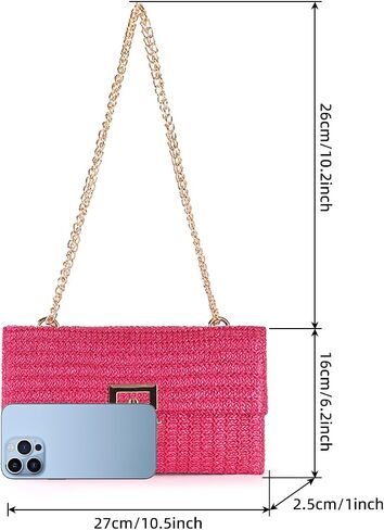 Straw Chain Clutch Purses for Women Ladies Woven Envelope Handbag Shoulder Crossbody Beach Bag in Saudi Arabia