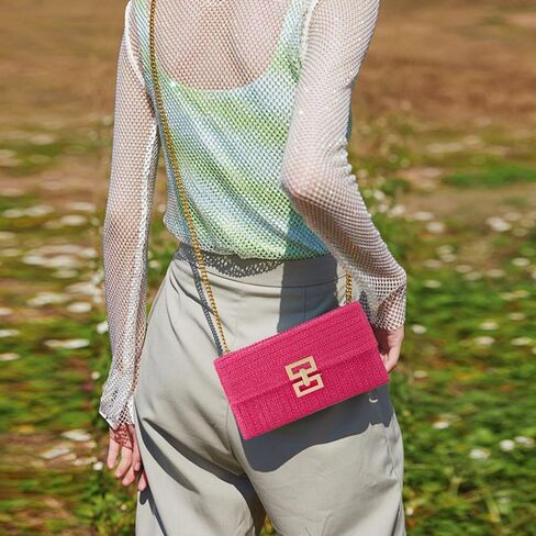 Straw Chain Clutch Purses for Women Ladies Woven Envelope Handbag Shoulder Crossbody Beach Bag in Saudi Arabia