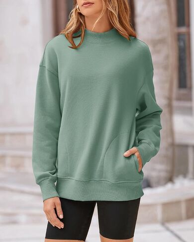 BTFBM Casual Womens Sweatshirt Solid Color Crew Neck Long Sleeve Loose Pullover Tops Fall Y2K Clothes in Saudi Arabia