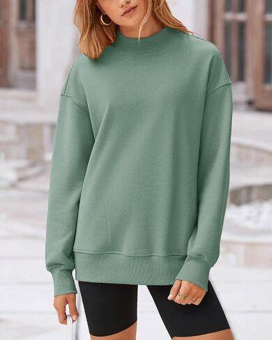 BTFBM Casual Womens Sweatshirt Solid Color Crew Neck Long Sleeve Loose Pullover Tops Fall Y2K Clothes in Saudi Arabia