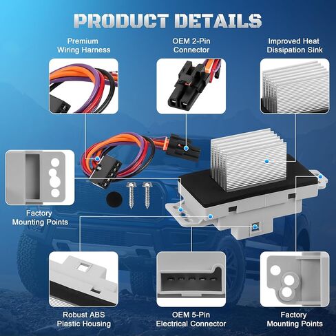 15-81773 طقم مقاوم محرك منفاخ HVAC مع استبدال السرج لـ 2003-2006 تشيفي سيلفرادو سوبربان تاهو أفالانش تريل بليزر جي إم سي سييرا إنفوي يوكون كاديلاك إسكاليد 89018778،89019351،1581773 in Saudi Arabia