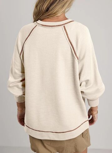 Acelitt Women Casual Fall Long Lantern Sleeve V Neck Lightweight Loose Blouse Tops, S-XXL in Saudi Arabia