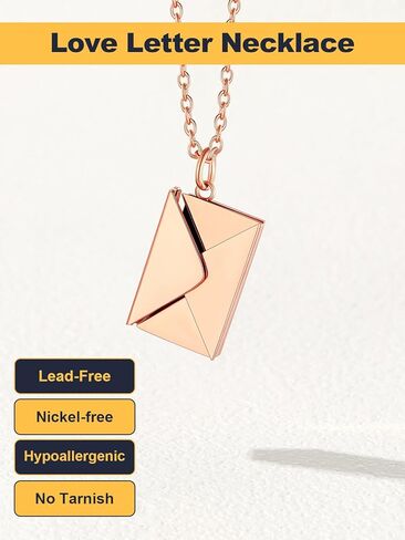 U7 Envelope Necklace, Angel Wings Necklaces Stainless Steel Customized Photo & Text Locket Pendant for Men Women, Personalized Picture Jewelry Multiple Styles: Butterfly/Heart/Love Letter in Kuwait