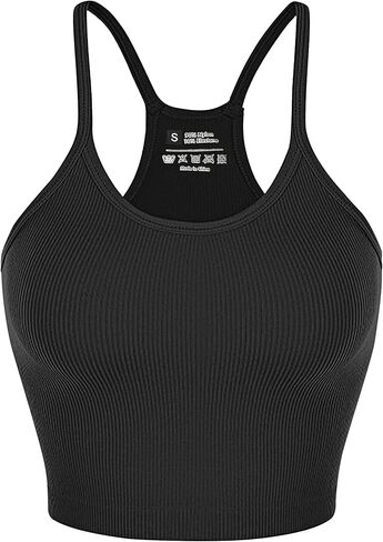 قميص بدون أكمام مضلع للنساء 2024، بلايز للتمرين بظهر متسابق بدون خياطة، بلايز رياضية أساسية، بلايز قصيرة لرياضات اليوغا in Kuwait