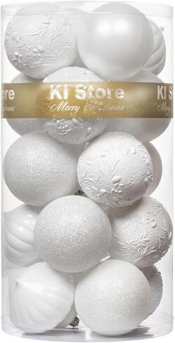 KI Store Autumnal Christmas Balls 34pcs 2.36-Inch Christmas Tree Decoration Ornaments for Xmas Tree Holiday Wreath Garland Decor Ornaments Hooks included in Kuwait