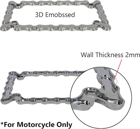LPF245-BK سلسلة دراجة ثلاثية الأبعاد بنمط سلسلة دراجة نارية من معدن الزنك باللون الأسود غير اللامع إطار لوحة ترخيص الدراجة النارية in Kuwait