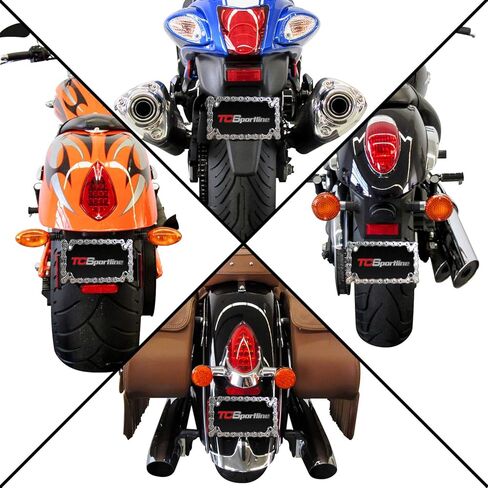 LPF245-BK سلسلة دراجة ثلاثية الأبعاد بنمط سلسلة دراجة نارية من معدن الزنك باللون الأسود غير اللامع إطار لوحة ترخيص الدراجة النارية in Kuwait